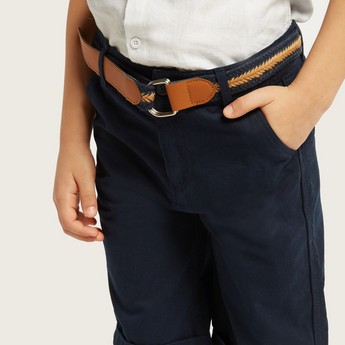 Juniors Solid Shorts with Button Closure and Belt