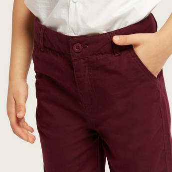 Juniors Solid Pants with Button Closure and Pockets