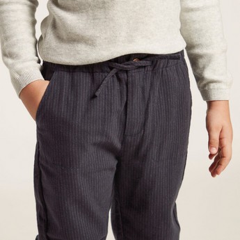 Textured Woven Pants with Pocket Detail and Elasticated Drawstring