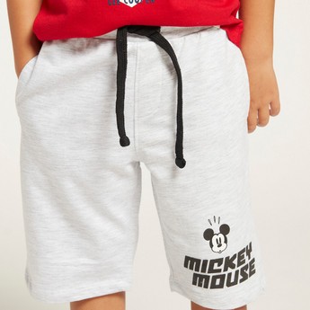 Disney Mickey Mouse Print Shorts with Elasticated Waistband