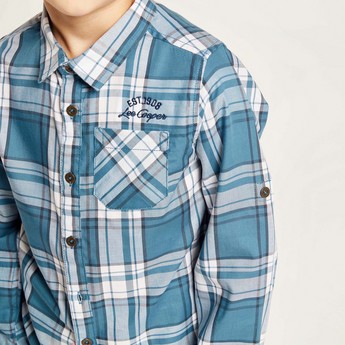 Lee Cooper Checked Shirt with Long Sleeves and Pocket