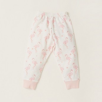 Juniors Flamingo Print T-shirt and Pyjama Set