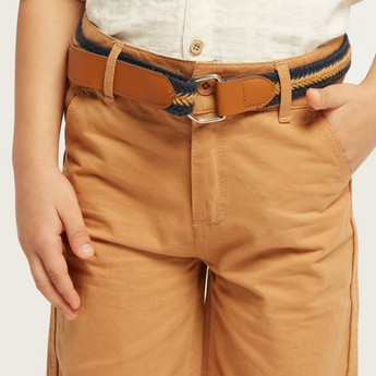 Juniors Solid Shorts with Button Closure and Belt