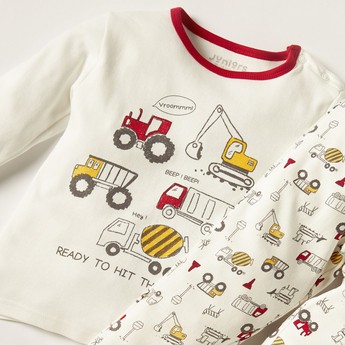 Juniors Printed Long Sleeve T-shirt and Pyjama Set