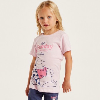 Disney Winnie the Pooh Print Round Neck T-shirt and Pyjama Set