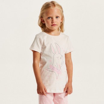 Juniors Printed Crew Neck T-shirt and Pyjama Set