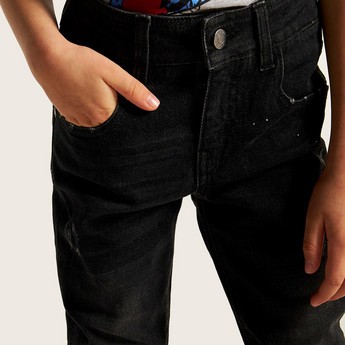 Juniors Solid Jeans with Button Closure and Pockets