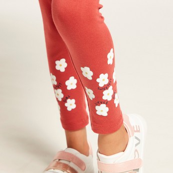 Juniors Floral Print Leggings with Elasticated Waistband