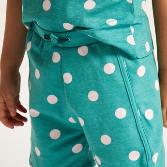 Juniors Polka Dots Print Shorts with Drawstring Closure