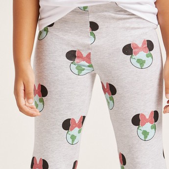 Minnie Mouse Print Leggings with Elasticated Waistband