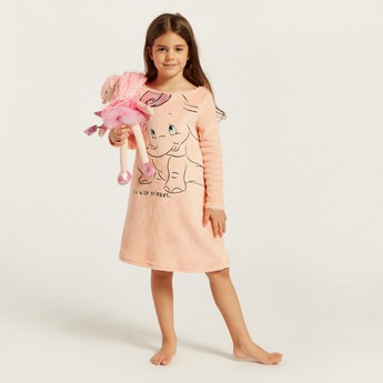 Dumbo Textured Sleepdress with Round Neck and Long Sleeves