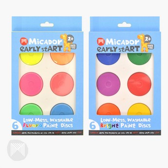 Micador 6-Piece Early Start Low-Mess Washable Fluoro Paint Disc Set