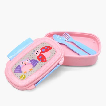 OOPS Ladybug Print Lunch Box with Lid and Cutlery Set