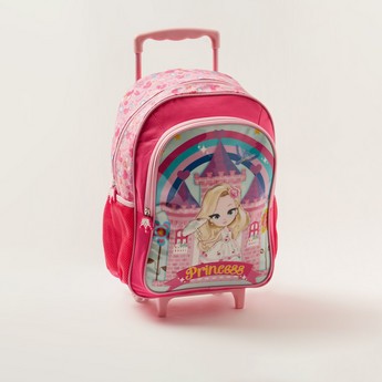 Juniors Princess Print Trolley Backpack with Lunch Bag and Pencil Case