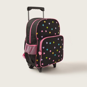 Maricart Heart Print Trolley Backpack with Lunch Bag and Pencil Case