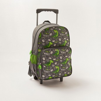 Maricart Dinosaur Print 16-inch Trolley Backpack with Lunch Bag and Pencil Pouch