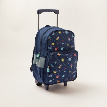 Maricart Space Print Trolley Backpack with Lunch Bag and Pencil Pouch