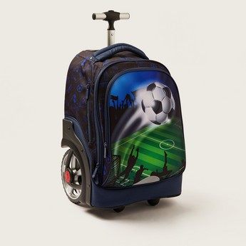 Juniors Football Print Trolley Backpack with Lunch Bag and Pencil Pouch - 20 inches