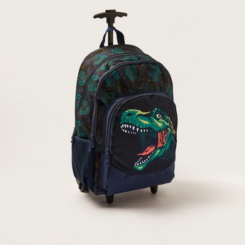 Juniors Dinosaur Print Trolley Backpack with Lunch Bag and Pencil Pouch - 18 inches