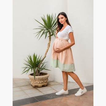 Blush Maternity Gathered Skirt with Pocket Detail