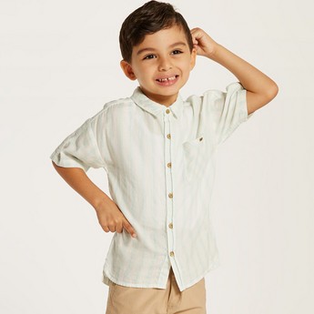 Eligo Striped Shirt with Short Sleeves and Pocket