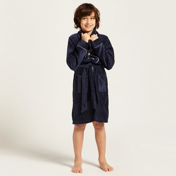 Juniors Textured Bathrobe with Hood and Tie-Ups