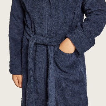 Juniors Textured Bathrobe with Hood and Pockets