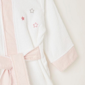 Giggles Embroidered Bathrobe with Hood and Tie-Ups