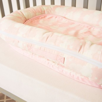 Fancy Fluff Cloud Print Organic Bed in Bed - 27x66 cms