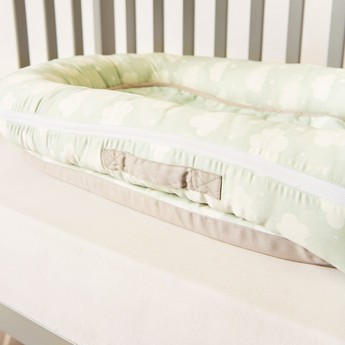 Fancy Fluff Cloud Print Organic Bed in Bed - 27x66 cms