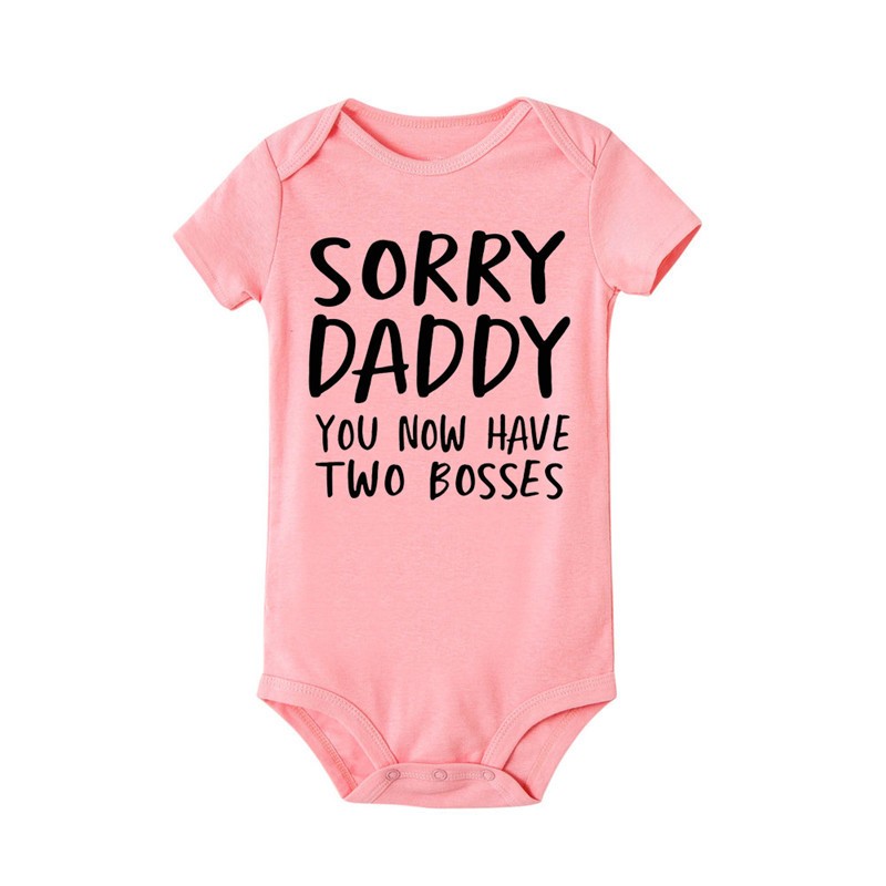 Newborn Baby Jumpsuit 0-18M Sorry Daddy As You Know Her Two Heads Funny Print Cotton Jumpsuit Baby Boy Short Sleeve Jumpsuit