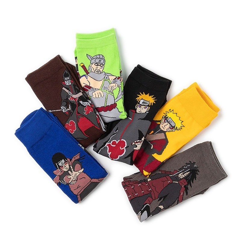 5 Pairs Naruto Cartoon Anime Figure Socks Kakashi Jiraiya Sasuke Gaara Long Tube Socks Men Adult Casual Socks xxx Boy Game Socks