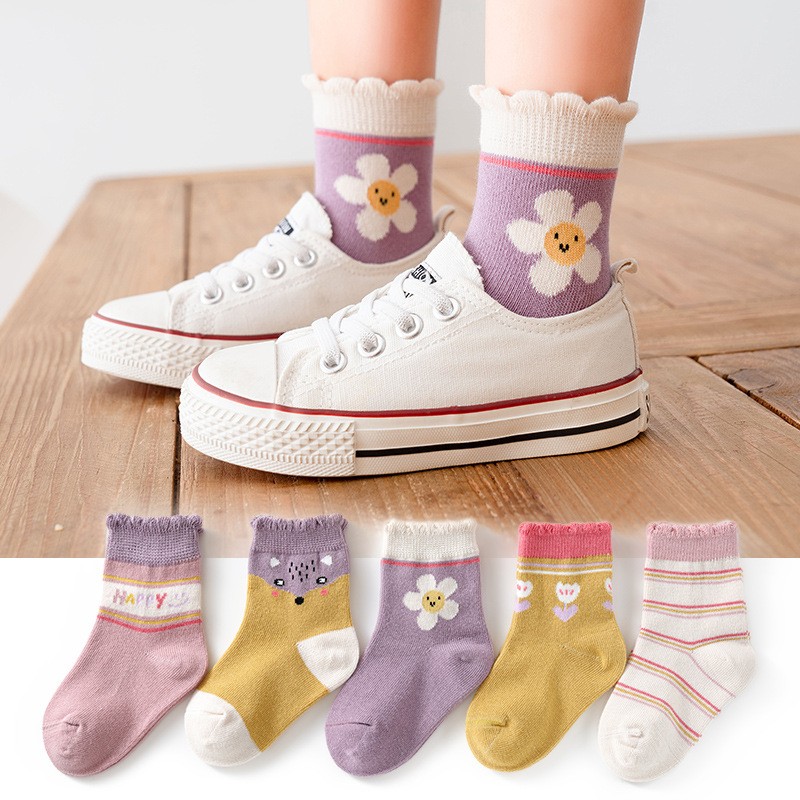 5pairs/lot Baby Boys Girls Socks Fashion Cartoon Animal Pattern Cotton Kids Socks 1-12 Years New Spring Autumn Socks for Boy