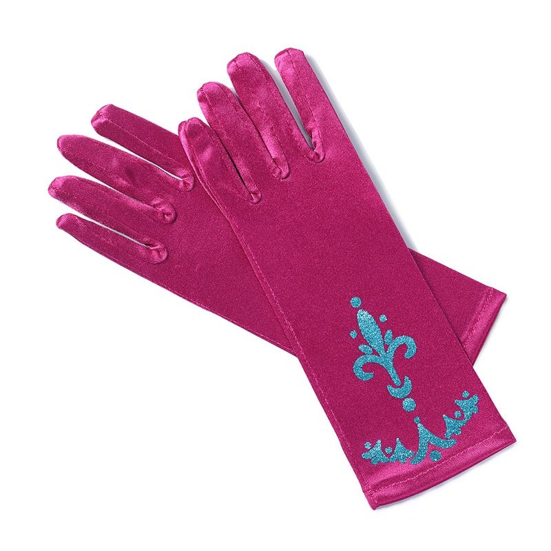 Girls Princess Gloves Elsa and Anna Dress Accessories with Printed Bow Lace Gloves Kids Imaginative Role Playing Supplies