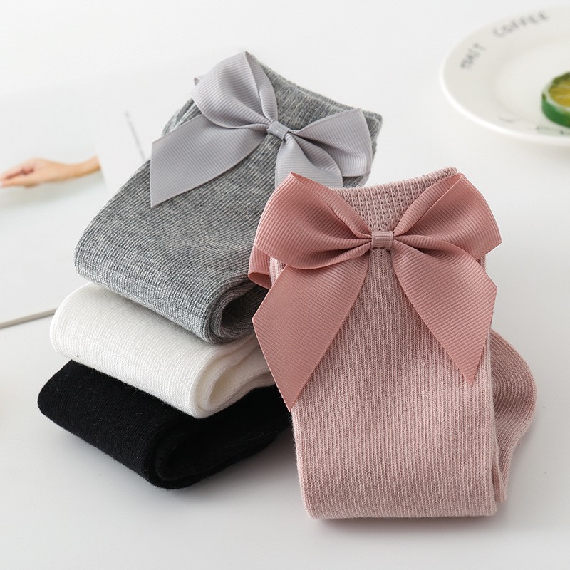 Baby Girls Socks New Toddlers Big Girl Bow Knee High Long Soft Kids Socks Bowknot 100% Cotton 0-3 Years Newborn Socks