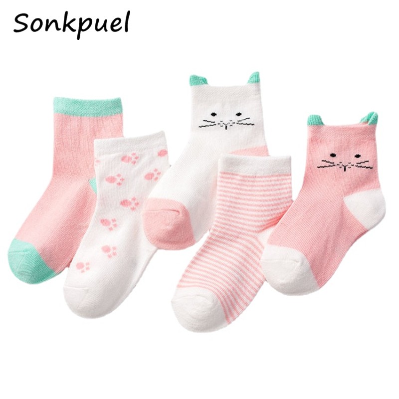 5 Pairs/Lot Baby Socks for Newborns Infant Cute Cartoon Cotton Socks Soft Summer 0-4Years Boy Girl Lovely Mesh Kids Gift CN