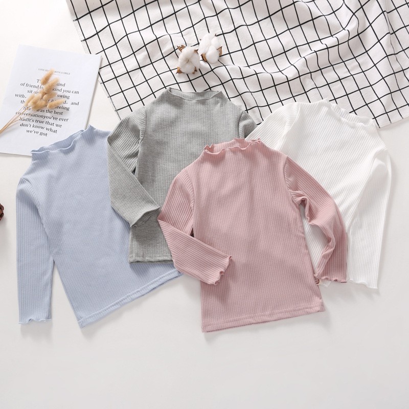 Girls Long Sleeve Shirts Tops For Kids Cotton Children Thermal Underwear Turtleneck Kids Bottom Toddler Underwear