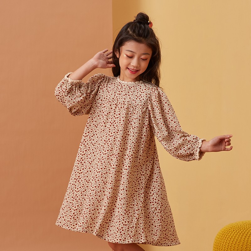 Ton Lion Kids Spring Cute Casual Fashion Long Sleeve Dress Elastic Round Neck Girls Princess Dress Kids