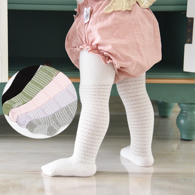 Summer Spring Baby Mesh Baby Pantyhose Baby Girls Princess Pantyhose Cute Bow Baby Socks Soft White Cotton Socks