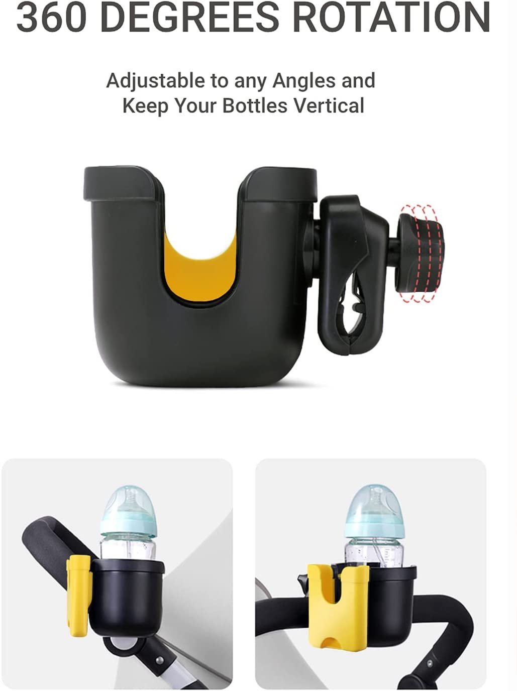 2-in-1 Stroller Cup Holder With Phone Holder Universal Cup Holder For Stroller Stroller Accessories For Buggy Pushchair