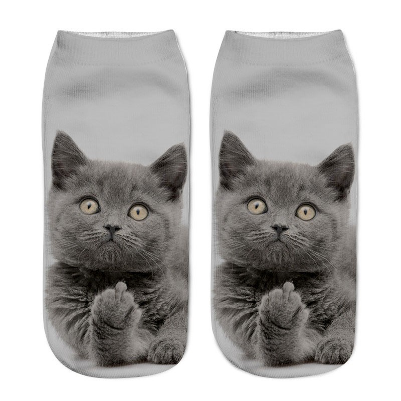 3D Printing Children Socks Funny Design Cute Cat Socks Unisex Gift Low Ankle Funny Socks 6-12 Years