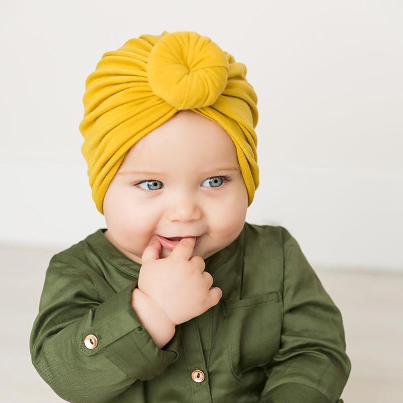 Baby Turban Top Knot Hat Baby Kids Boy Girl India Beanie Hat Lovely Soft Newborn Headwear Photography Props Accessories