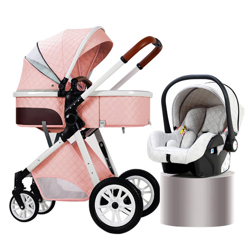 Fashionable 3 in 1 baby stroller foldable baby stroller portable travel pram luxury leather high landscape baby car free shipping