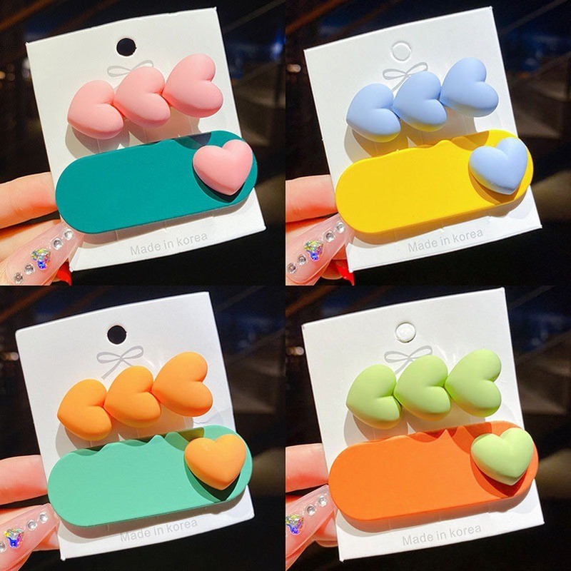 2pcs Macaron Colorful Baby Girls Hair Clips Cute Heart BB Clip Korean Fashion Kawaii Kids Princess Hair Waves Hair Accessories