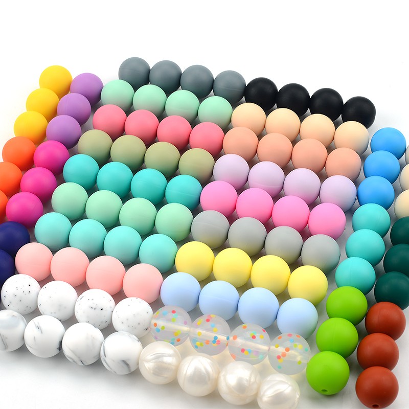 LOVKA 12mm 100pcs/lot Silicone Beads Food Grade Baby Teether Round Beads Baby Chewing Teething Beads Silicone Teether Diy