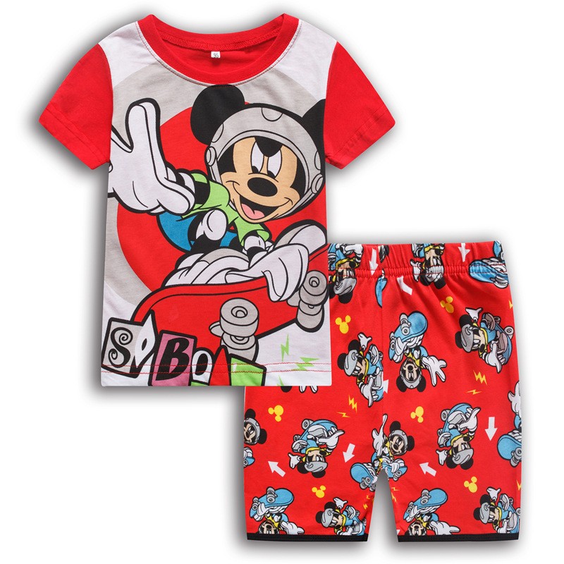 New Kids Boys Girls Clothes Baby Princess Pajamas Summer Short Sleeve Set Cartoon Minnie Children Sleepwear