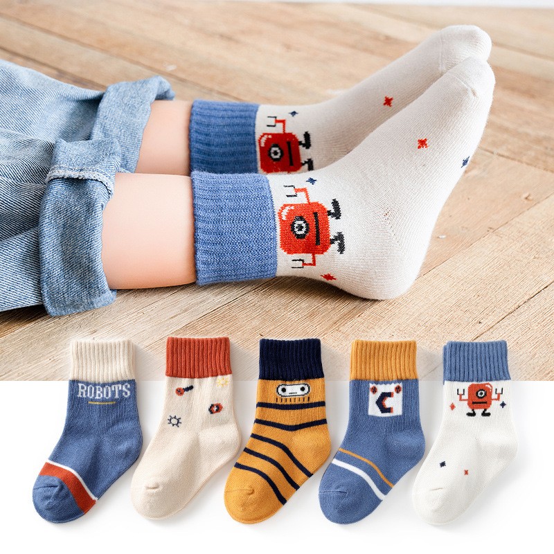 5pairs/lot Winter Kids Socks Cute Cartoon Autumn Baby Boys Girls Toddler Socks Soft Cotton Children Socks 1 to 12 Years