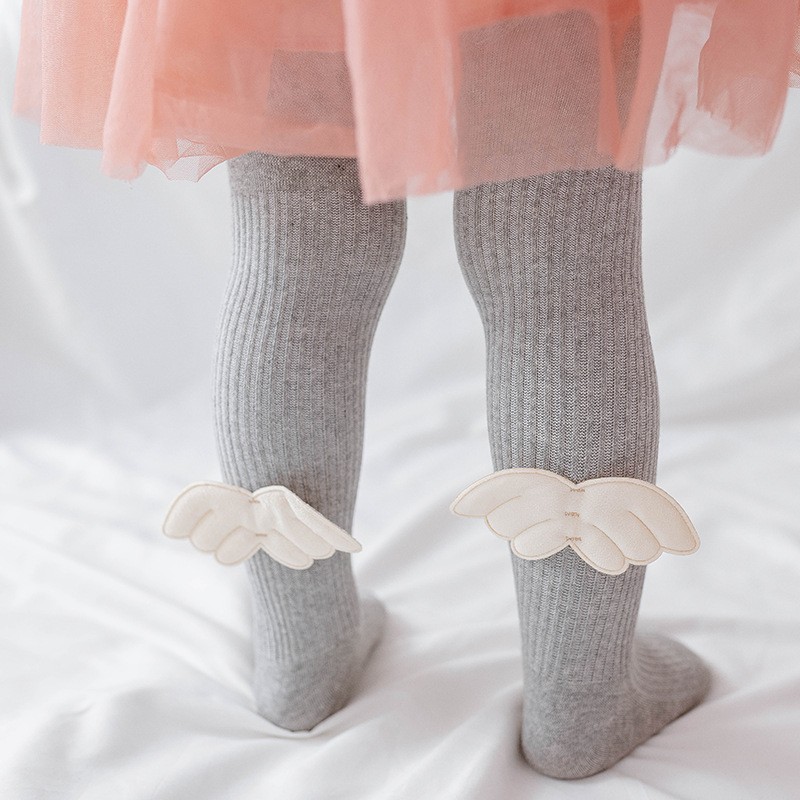 Girls Angel Wings Knitted Cotton Socks Baby Pantyhose 0-6 Years Autumn Winter