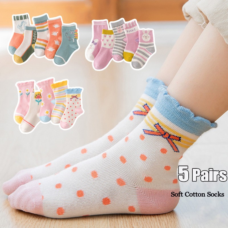 Cotton Kids Socks Spring Autumn Cute Cartoon Newborn Casual Sports Toddler Baby Boys Socks Letters Print Girls Socks 0 to 12 Years