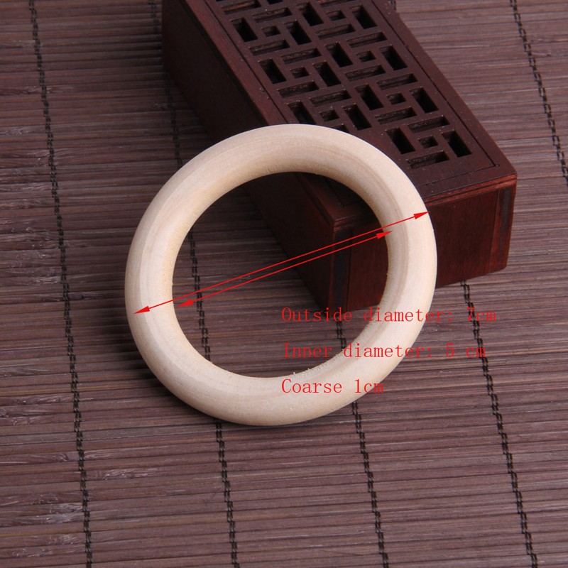 5pcs 70mm Baby Wooden Teething Rings Necklace Bracelet DIY Crafts Natural New 95AE